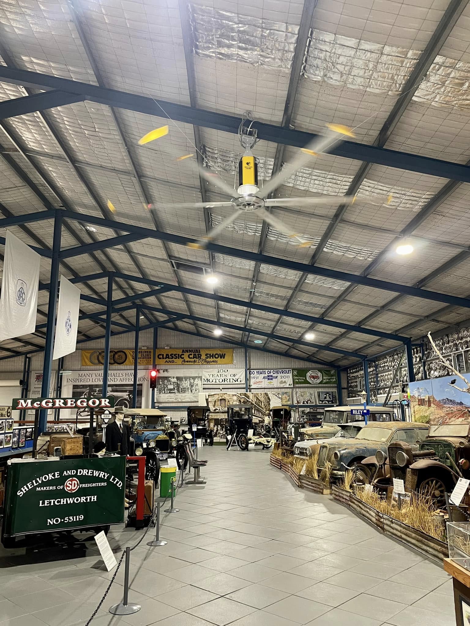 HVLS fan above the museum display hall.